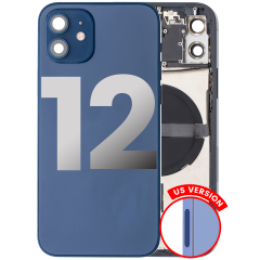 Back Housing W/ Small Components Pre-Installed Compatible For iPhone 12 (US Version) (Used OEM Pull: Grade C) (Blue)