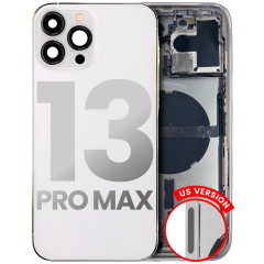 Back Housing W/ Small Components Pre-Installed Compatible For iPhone 13 Pro Max (US Version) (Used OEM Pull: Grade A) (Silver)