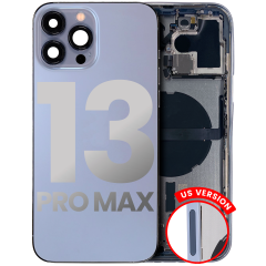 Back Housing W/ Small Components Pre-Installed Compatible For iPhone 13 Pro Max (US Version) (Used OEM Pull: Grade A) (Sierra Blue)