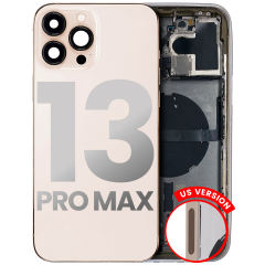 Back Housing W/ Small Components Pre-Installed Compatible For iPhone 13 Pro Max (US Version) (Used OEM Pull: Grade C) (Gold)