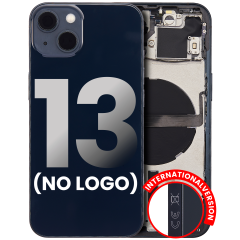 Back Housing W/ Small Components Pre-Installed Compatible For iPhone 13 (No Logo) (Aftermarket Plus) (International Version) (Midnight)