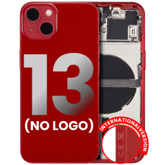 Back Housing W/ Small Components Pre-Installed Compatible For iPhone 13 (No Logo) (Aftermarket Plus) (International Version) (Red)