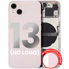 Back Housing W/ Small Components Pre-Installed Compatible For iPhone 13 (No Logo) (Aftermarket Plus) (International Version) (Pink)