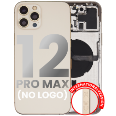 Back Housing W/ Small Components Pre-Installed Compatible For iPhone 12 Pro Max (No Logo) (Aftermarket Plus) (International Version) (Gold)