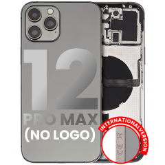 Back Housing W/ Small Components Pre-Installed Compatible For iPhone 12 Pro Max (No Logo) (Aftermarket Plus) (International Version) (Graphite)