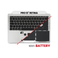 Top Case Assembly With Battery And Keyboard Compatible For MacBook Pro 13" Retina (A1708 / Late 2016) (UK Keyboard) (Used OEM Pull: Grade New) (Silver)