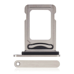 Dual Sim Card Tray Compatible For iPhone 15 Pro / 15 Pro Max (White Titanium)