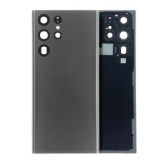 Back Cover Glass With Camera Lens Compatible For Samsung Galaxy S22 Ultra (Service Pack) (Graphite)