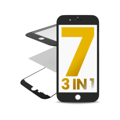 3 in 1 (Front Glass + Frame + OCA Pre-Installed) Compatible For iPhone 7 (Black) (2 Pack) (OCA Master)