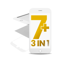 3 in 1 (Front Glass + Frame + OCA Pre-Installed) Compatible For iPhone 7 Plus (White) (2 Pack) (OCA Master)