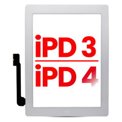 Digitizer Compatible For iPad 3 / iPad 4 (Home Button Pre-Installed Compatible For iPad 4) (Aftermarket Plus) (White)
