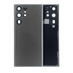 Back Cover Glass With Camera Lens Compatible For Samsung Galaxy S22 Ultra 5G (No Logo) (Aftermarket Plus) (Graphite)