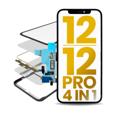 4 in 1 With Frame Included (Front Glass + OCA + Short Touch + OCA Pre-Installed) Compatible For iPhone 12 / 12 Pro (OCA Master)