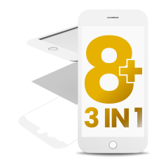 3 in 1 (Front Glass + Frame + OCA Pre-Installed) Compatible For iPhone 8 Plus (White) (2 Pack) (OCA Master)