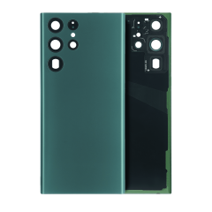 Back Cover Glass With Camera Lens Compatible For Samsung Galaxy S22 Ultra 5G (No Logo) (Aftermarket Plus) (Green)