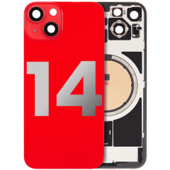 Back Glass With Steel Plate With MagSafe Magnet Pre-Installed Compatible For iPhone 14 (Used OEM Pull: Grade A) (Red)
