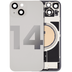 Back Glass With Steel Plate With MagSafe Magnet Pre-Installed Compatible For iPhone 14 (Used OEM Pull: Grade A) (Starlight)