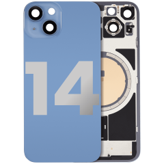 Back Glass With Steel Plate With MagSafe Magnet Pre-Installed Compatible For iPhone 14 (Used OEM Pull: Grade A) (Blue)