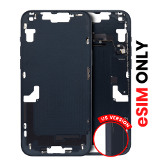 Mid-Frame Housing With Power And Volume Button Compatible For iPhone 14 (US Version) (Aftermarket Plus) (Midnight)