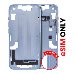 Mid-Frame Housing With Power And Volume Button Compatible For iPhone 14 Plus (US Version) (Aftermarket Plus) (Blue)
