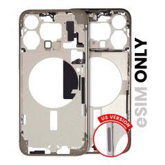 Mid-Frame Housing With Power And Volume Button Compatible For iPhone 15 Pro Max (US Version) (Used OEM Pull: Grade A) (Natural Titanium)