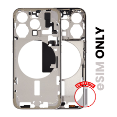 Mid-Frame Housing With Power And Volume Button Compatible For iPhone 15 Pro (US Version) (Used OEM Pull: Grade A) (Natural Titanium)