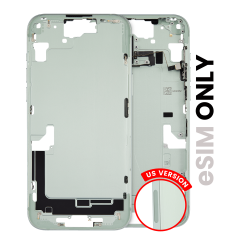 Mid-Frame Housing With Power And Volume Button Compatible For iPhone 15 Plus (US Version) (Used OEM Pull: Grade A) (Green)