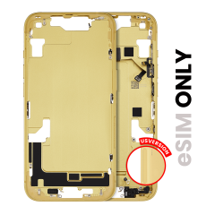 Mid-Frame Housing With Power And Volume Button Compatible For iPhone 14 (US Version) (Used OEM Pull: Grade B) (Yellow)