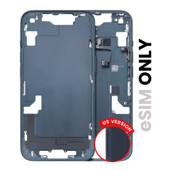 Mid-Frame Housing With Power And Volume Button Compatible For iPhone 14 (US Version) (Used OEM Pull: Grade B) (Midnight)