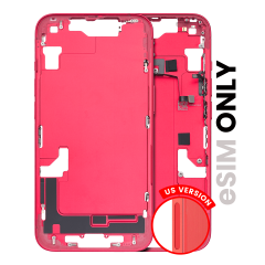 Mid-Frame Housing With Power And Volume Button Compatible For iPhone 14 (US Version) (Used OEM Pull: Grade B) (Red)