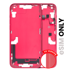 Mid-Frame Housing With Power And Volume Button Compatible For iPhone 14 Plus (US Version) (Used OEM Pull: Grade A) (Red)