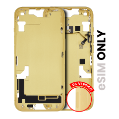 Mid-Frame Housing With Power And Volume Button Compatible For iPhone 14 (US Version) (Used OEM Pull: Grade A) (Yellow)