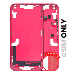 Mid-Frame Housing With Power And Volume Button Compatible For iPhone 14 Plus) (U.S. Version) (Used OEM Pull: Grade B) (Red)
