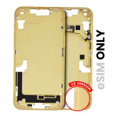 Mid-Frame Housing With Power And Volume Button Compatible For iPhone 14 Plus (US Version) (Used OEM Pull: Grade A) (Yellow)