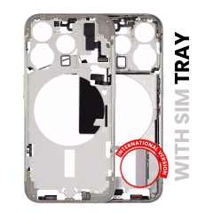 Mid-Frame Housing With Power And Volume Button Compatible For iPhone 15 Pro (International Version) (Used OEM Pull: Grade A) (Natural Titanium)