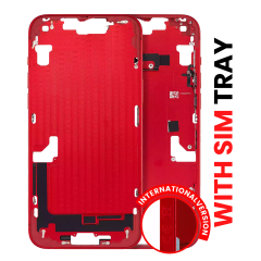 Mid-Frame Housing With Power And Volume Button Compatible For iPhone 14 Plus (International Version) (Aftermarket Plus) (Red)