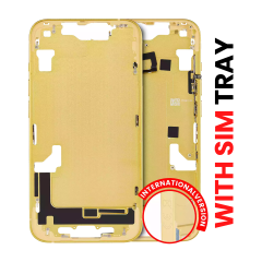 Mid-Frame Housing With Power And Volume Button Compatible For iPhone 14 (International Version) (Aftermarket Plus) (Yellow)