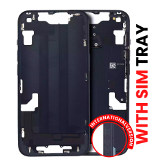 Mid-Frame Housing With Power And Volume Button Compatible For iPhone 14 (International Version) (Aftermarket Plus) (Midnight)