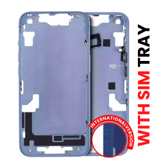 Mid-Frame Housing With Power And Volume Button Compatible For iPhone 14 (International Version) (Aftermarket Plus) (Blue)