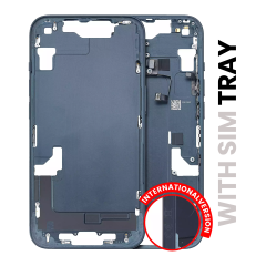 Mid-Frame Housing With Power And Volume Button Compatible For iPhone 14 Plus (International Version) (Used OEM Pull: Grade A) (Midnight)