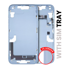 Mid-Frame Housing With Power And Volume Button Compatible For iPhone 14 Plus (International Version) (Used OEM Pull: Grade A) (Blue)