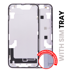 Mid-Frame Housing With Power And Volume Button Compatible For iPhone 14 (International Version) (Used OEM Pull: Grade A) (Purple)