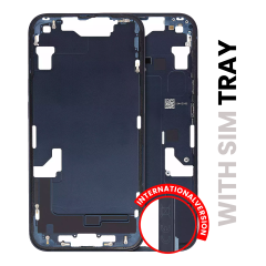 Mid-Frame Housing With Power And Volume Button Compatible For iPhone 14 (International Version) (Used OEM Pull: Grade A) (Midnight)