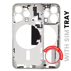 Mid-Frame Housing With Power And Volume Button Compatible For iPhone 15 Pro (International Version) (Aftermarket Plus) (White Titanium)