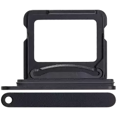 Dual Sim Card Tray Compatible For iPhone 16 / 16 Plus (Black)