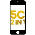 2 in 1 (Front Glass + Frame Pre-Installed) Compatible For iPhone 5C (2 Pack) (Black)