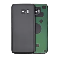 Back Cover Glass With Camera Lens Compatible For Samsung Galaxy S7 Edge (No Logo) (Aftermarket Plus) (Black)