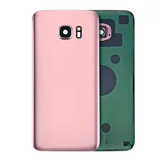 Back Cover Glass With Camera Lens Compatible For Samsung Galaxy S7 Edge (No Logo) (Aftermarket Plus) (Rose Pink)