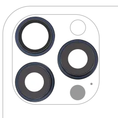 Back Camera Lens With Bracket & Bezel Compatible For iPhone 15 Pro Max (3 Piece Set) (Premium) (Blue Titanium)