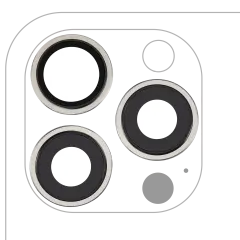 Back Camera Lens With Bracket & Bezel Compatible For iPhone 15 Pro Max (3 Piece Set) (Premium) (White Titanium)